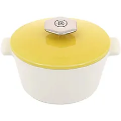 Кастрюля для сервировки с крышкой «Революшн» керамика 0,5л D=136,H=92мм белый,желт.