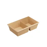 Контейнер бумажный OneClick 2 секции картон 0,8л ,H=55,L=120,B=200мм св.корич.