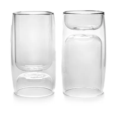 Стакан для горячих напитков двойной 50/200мл стекло D=70,H=125мм прозр., изображение 2