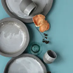 Тарелка «Нау» мелкая керамика D=210,H=18мм белый,серый, изображение 3