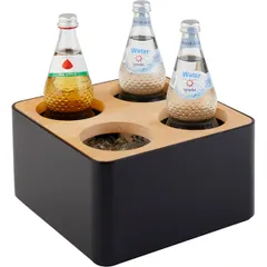 Органайзер для столовых приборов 4 отделения пластик,сталь нерж. D=10,H=15,L=27,B=27см черный,коричн, изображение 2