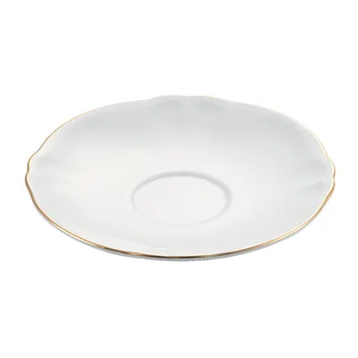 Блюдце «Гармония» фарфор D=15,H=2см белый,золотой