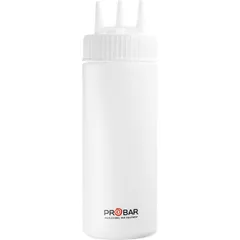 Container for sauces with three spouts plastic 350ml D=7,H=20cm white