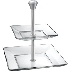 Shelf 2-tier square. d/des. “Modi” L=15/21cm glass, steel ,H=28cm transparent,metal.