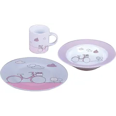 Set of children's dishes 3 items  porcelain  pink.