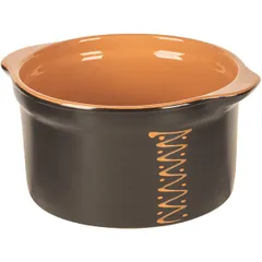 Кастрюля  для запекания с крышкой керамика 1л D=15,H=13см черный,оранжев., изображение 3
