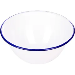 Enameled salad bowl  steel  0.5 l  D=150, H=55 mm  white, blue