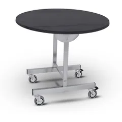 Folding table for room service  stainless steel, mdf  D=100, H=78cm  black