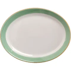 Dish “Rio Green” oval  porcelain , L=28, B=21.5 cm  white, green.