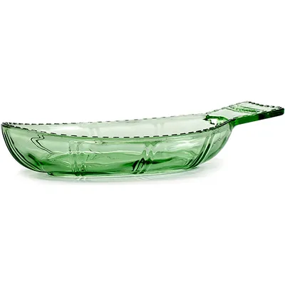 Блюдо сервировочное стекло ,H=47,L=260,B=140мм зелен.,прозр., изображение 2