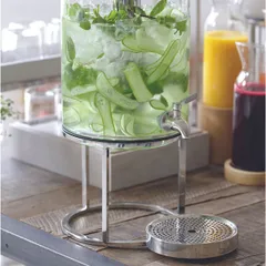 Диспенсер для холодных напитков с подставкой стекло,сталь нерж. 8л D=21,H=32см прозр.,металлич., изображение 3