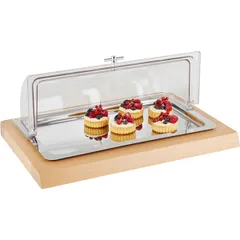 Поднос фуршетный с охладительным элементом сталь нерж.,дерево ,H=5,L=60,B=41см, изображение 2