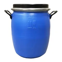 Бочка с крышкой на обруче с ручками полиэтилен,металл 48л D=40,2,H=49,2см синий,черный