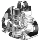 Набор для специй с салфетницей и стаканом для зубочисток сталь нерж.,стекло ,H=115,L=85,B=100мм сере