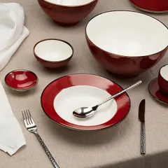 Салатник «Джаспер» фарфор 240мл D=113,H=54мм белый,красный, изображение 4