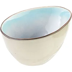 Salad bowl “Malibu” ceramics 150ml ,H=60,L=100,B=75mm white,turquoise.