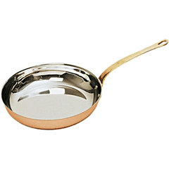 Feeding pan stainless steel, copper D=24,H=5,L=39cm metal.