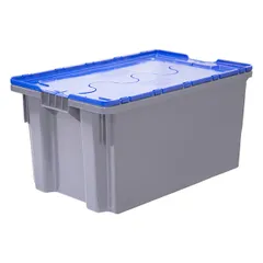 Ящик для продуктов сплошной с крышкой (от -18 до +50°C) полиэтилен 52л ,H=31,5,L=60,B=40см серый,син
