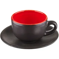 Пара чайная «Кармин» керамика 200мл D=15см красный,черный
