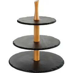 Этажерка 3 яруса 20х25х30 сланец натур.,дерево ,H=34см