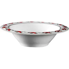 Тарелка глубокая «Мезень» Эстет Гуси фарфор D=22,H=6см белый,красный, изображение 3