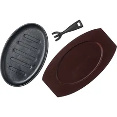 Сковорода для фахитос с подставкой «Эмбер Каст» чугун,дерево ,H=32,L=32/27,B=18см черный, изображение 2