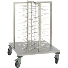 Trolley for plates 48 pieces  stainless steel , H=103, L=70, B=70cm  silver.