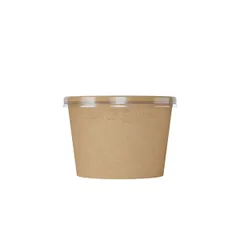 Контейнер бумажный OneBowl для супа картон 380мл D=102/77,H=72мм св.корич., изображение 4