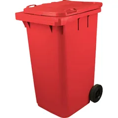 Garbage container on rubber wheels plastic ,H=119,L=58,B=74cm red