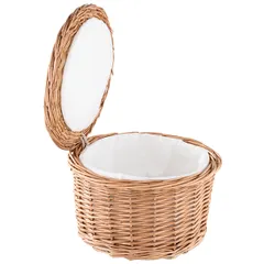 Egg basket rattan,textile D=26,H=17cm brown.