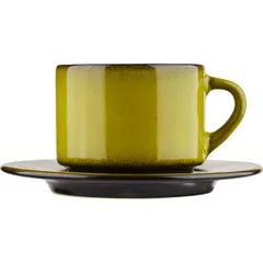 Tea pair “Milky Way light green”  porcelain  200 ml  D=15.5 cm  light green., black