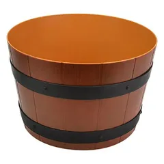 Barrel for display  plastic  10 l  D=30, H=19.5 cm  dark wood