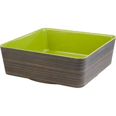 Square salad bowl  plastic  4 l , H=90, L=265, B=265mm  wood theme, green.