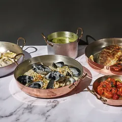 Кастрюля «Купер плюс» полированная, с лужением внутри медь,олово 0,85л D=120,H=75мм медный,золотой, изображение 2