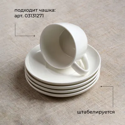 Блюдце «Полар» фарфор D=120/55,H=17мм белый, изображение 5