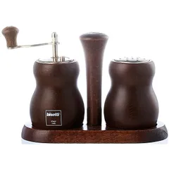 Мельница для cоли и перца с солонкой набор дерево,металл ,H=93,L=128,B=60мм коричнев.,серебрян.