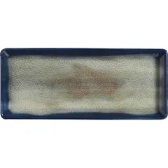 Блюдо «Нанокрем Дарк Блю» прямоугольное фарфор ,H=24,L=350,B=150мм тем.син.,зелен.