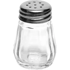 Small salt shaker  glass, stainless steel  15 ml  D=25, H=43 mm  transparent, metal.