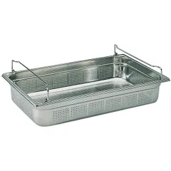 Gastronorm container (1/1) with perforated handles  stainless steel , H=15, L=53, B=32.5cm