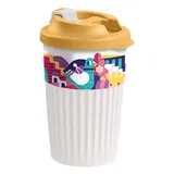 Стакан для горячих напитков «Городские фантазии» с клапаном полипроп. 450мл D=92,H=147мм оранжев.