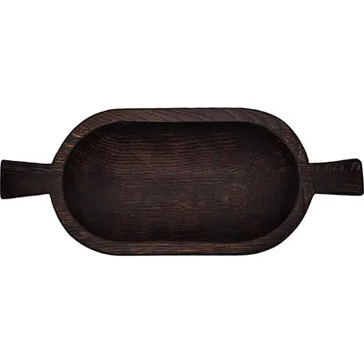 Плошка малая с ручками темный дуб ,H=7,L=27,B=15см, изображение 3