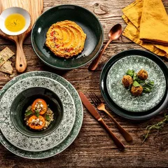 Тарелка «Инк» мелкая фарфор D=20,H=2см зелен.,белый, изображение 4