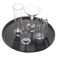 Поднос «Камтрид» прорезиненный круглый стеклопласт. D=28см черный, изображение 2