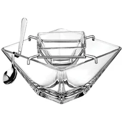 Икорница «Торчелло» с емкостью для льда и ложкой стекло 100мл ,H=10,L=14,B=14см прозр.