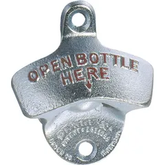 Wall-mounted bottle opener  chrome steel , L=7, B=8cm  silver.