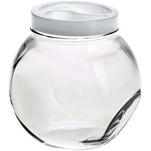 Банка круглая с крышкой «Бэлла» стекло,пластик 1,7л D=10,H=16см прозр.,белый