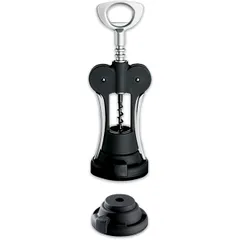 Corkscrew with levers and foil cutter  stainless steel, nylon  D=3, H=18cm  black, silver.