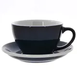 Кофейная пара «Эгг» фарфор 300мл D=110/155,H=65,L=135мм тем.син.