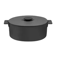 Oval saucepan with lid. “Serfis” enameled cast iron 5.5l ,H=14,L=35,B=29cm black