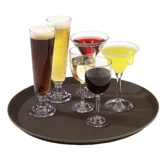 Поднос «Камтрид» прорезиненный круглый стеклопласт. D=35,5см коричнев., изображение 2